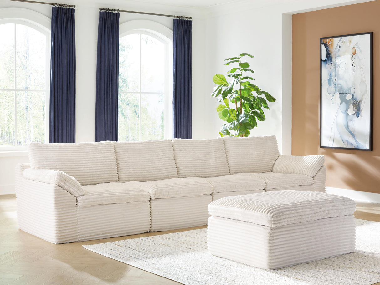 Fannin Ivory 4-Piece Sectional with Ottoman from Ashley Furniture - Luna Furniture