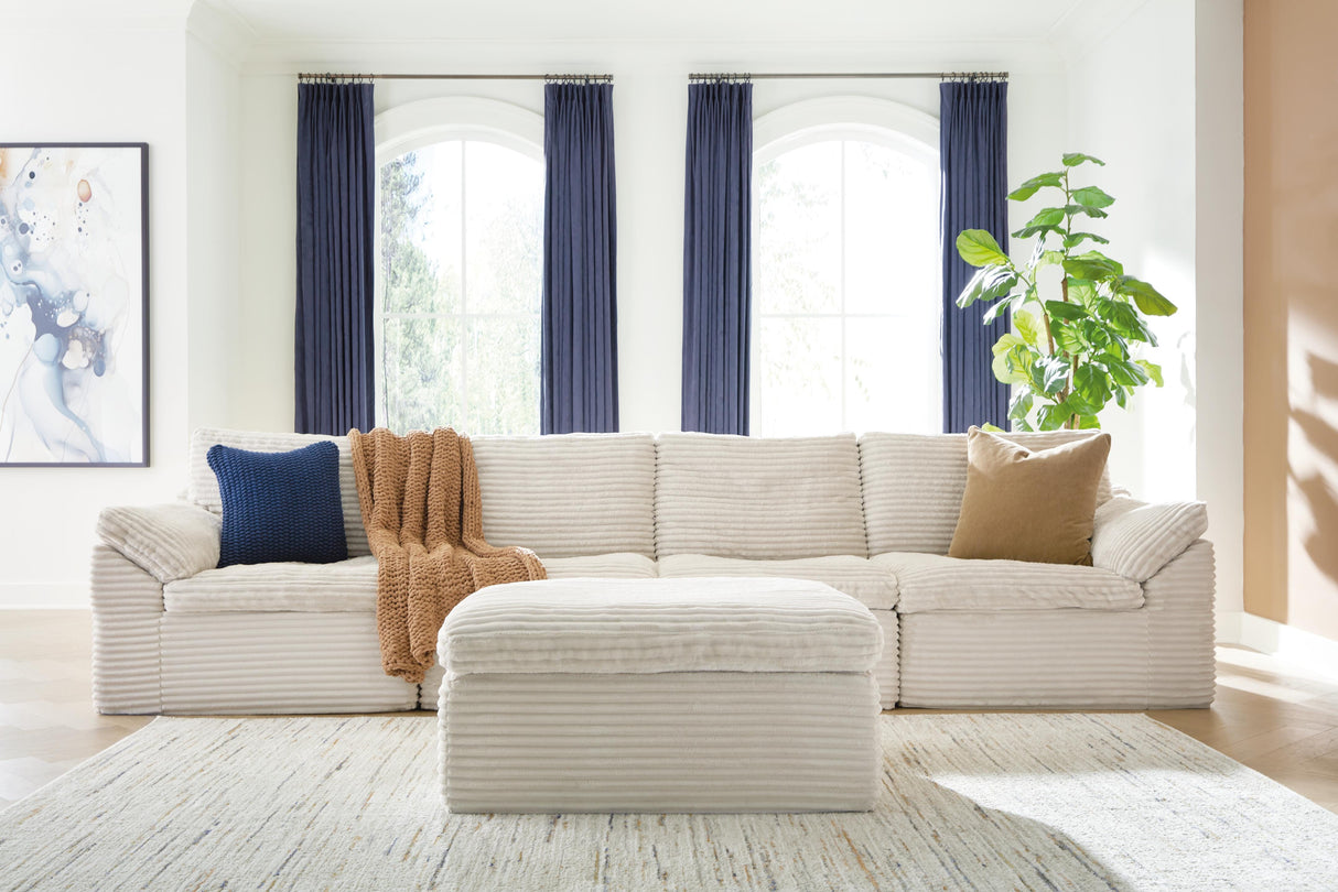 Fannin Ivory 4-Piece Sectional with Ottoman from Ashley Furniture - Luna Furniture