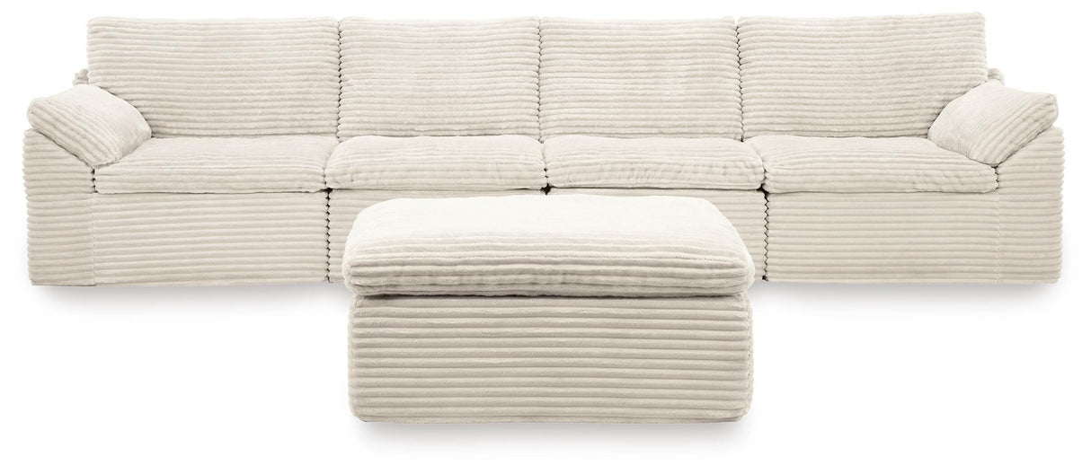 Fannin Ivory 4-Piece Sectional with Ottoman from Ashley Furniture - Luna Furniture