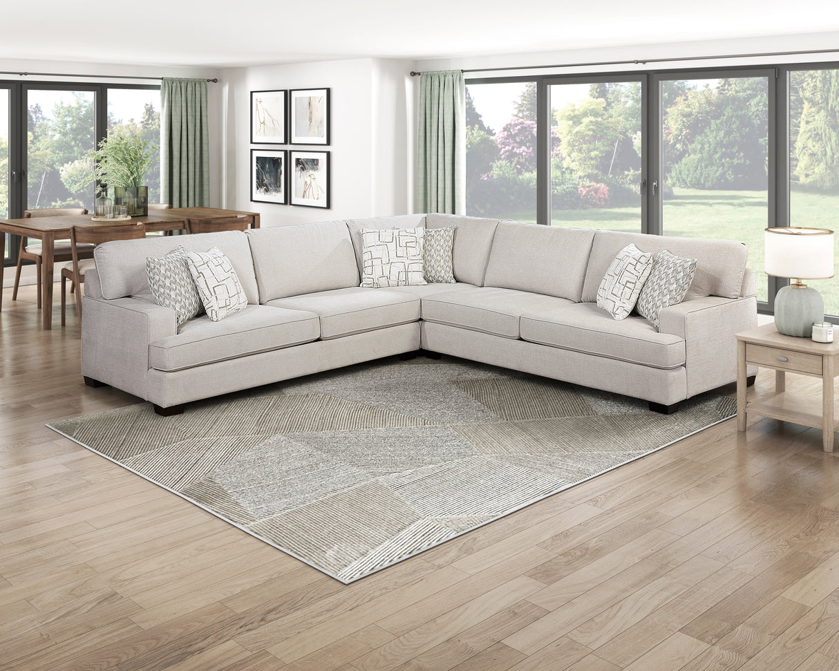 Livia Beige 3-Piece Sectional with Ottoman from Homelegance - Luna Furniture