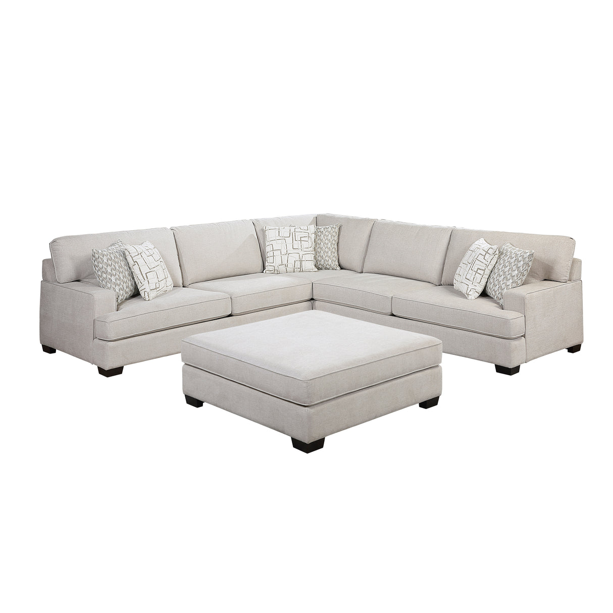 Livia Beige 3-Piece Sectional with Ottoman from Homelegance - Luna Furniture