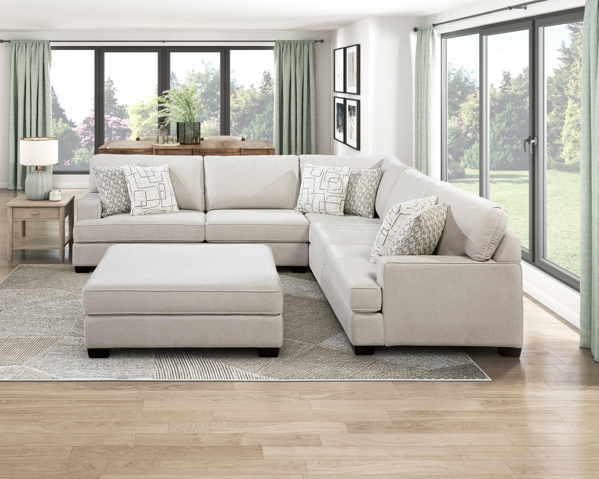Livia Beige 3-Piece Sectional with Ottoman from Homelegance - Luna Furniture