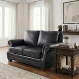 Remington Black Leather Loveseat