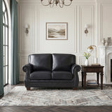 Remington Black Leather Loveseat