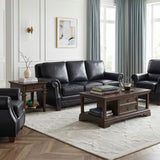 Remington Black Leather Sofa