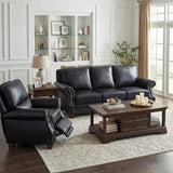 Remington Black Push Back Leather Reclining Chair