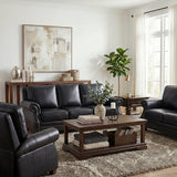Remington Black Leather Sofa