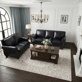 Remington Black Leather Sofa