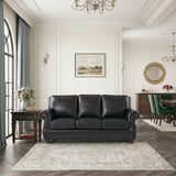 Remington Black Leather Sofa