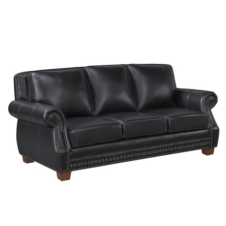 Remington Black Leather Loveseat from Homelegance - Luna Furniture