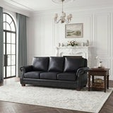 Remington Black Leather Sofa