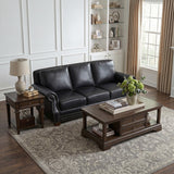 Remington Black Leather Sofa
