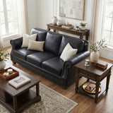 Remington Black Leather Sofa