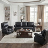 Remington Black Leather Sofa