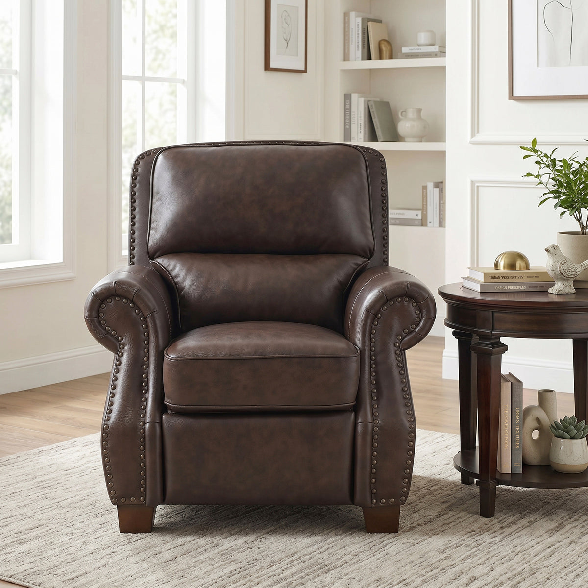 Remington Brown Push Back Leather Reclining Chair