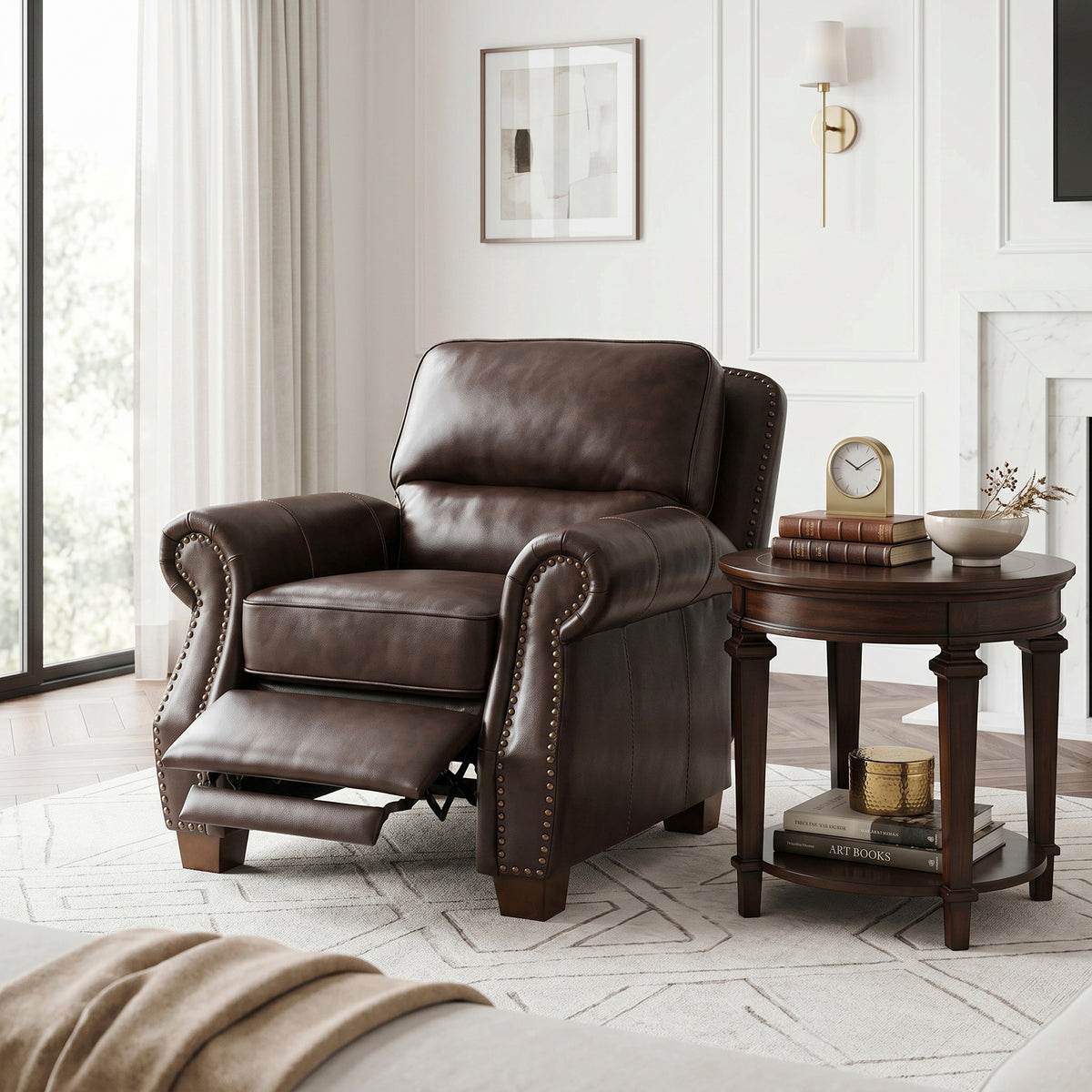Remington Brown Push Back Leather Reclining Chair