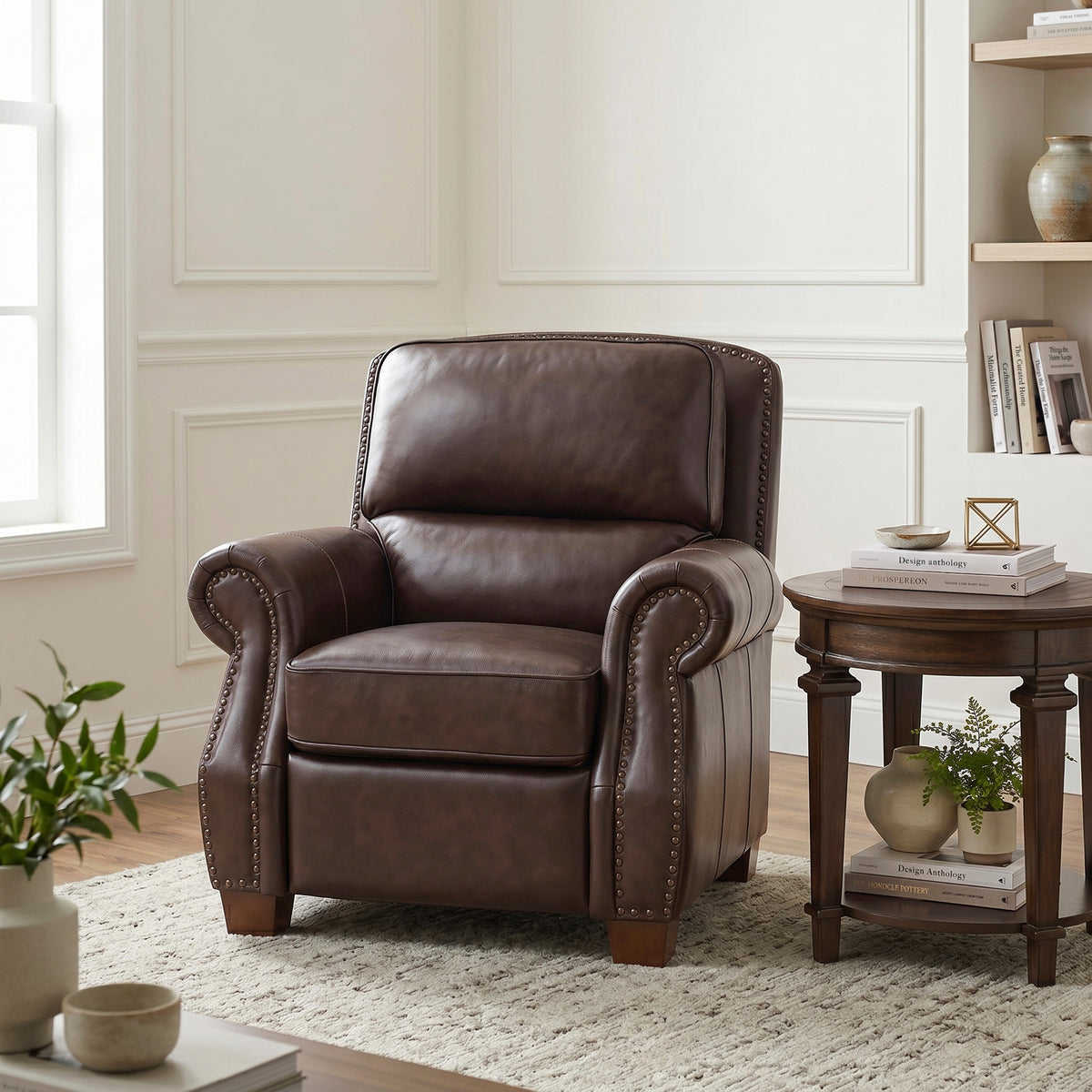 Remington Brown Push Back Leather Reclining Chair