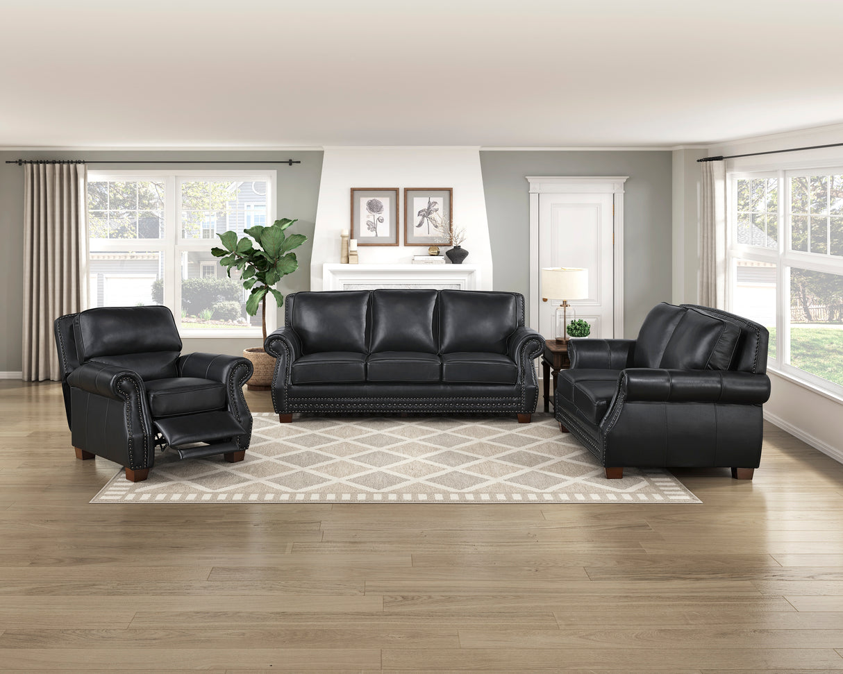 Remington Black Push Back Leather Reclining Chair from Homelegance - Luna Furniture