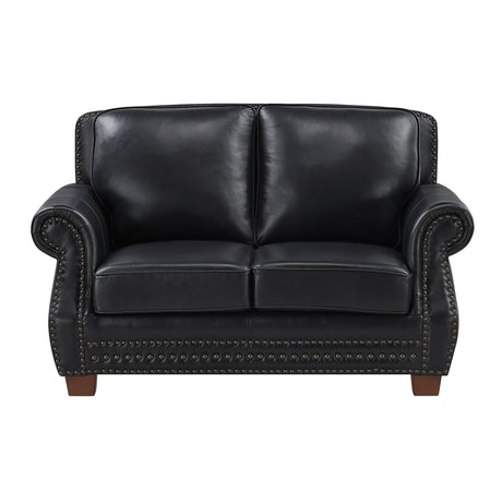 Remington Black Leather Love Seat from Homelegance - Luna Furniture