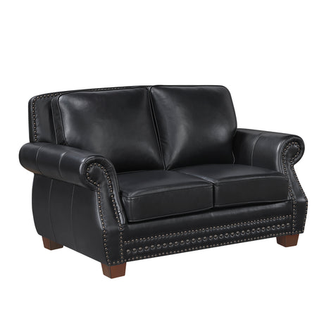 Remington Black Leather Love Seat from Homelegance - Luna Furniture