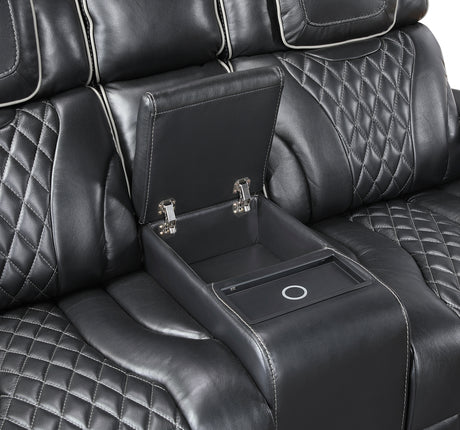 Apex Black 2-Piece Leather Power Reclining Living Room Sets from Homelegance - Luna Furniture