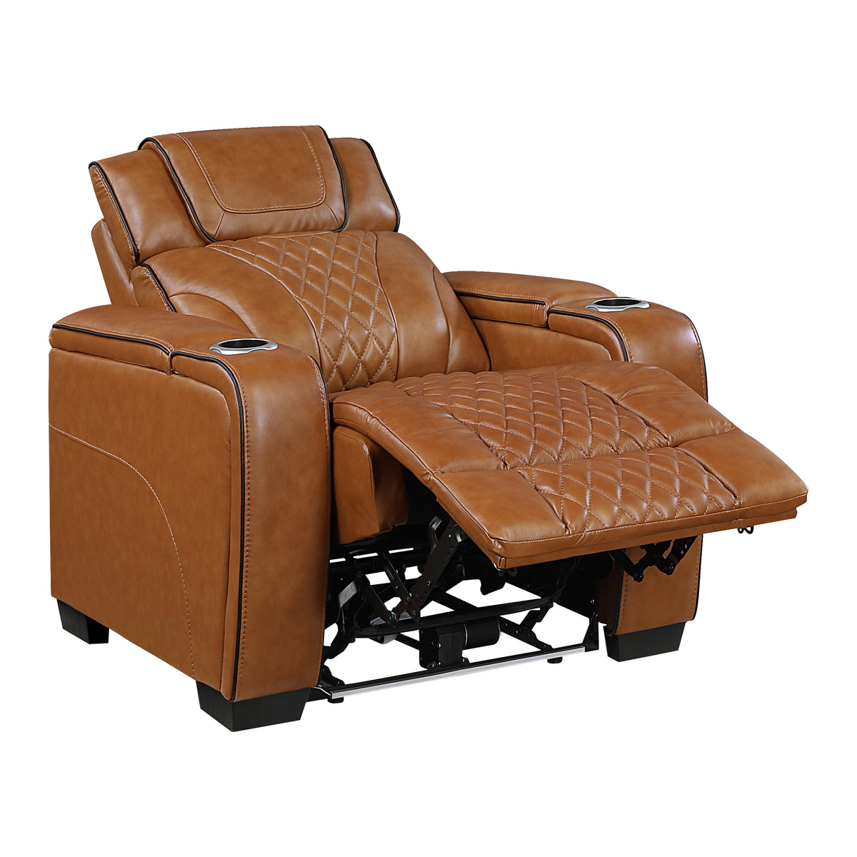Apex Black Leather Power Double Reclining Loveseat