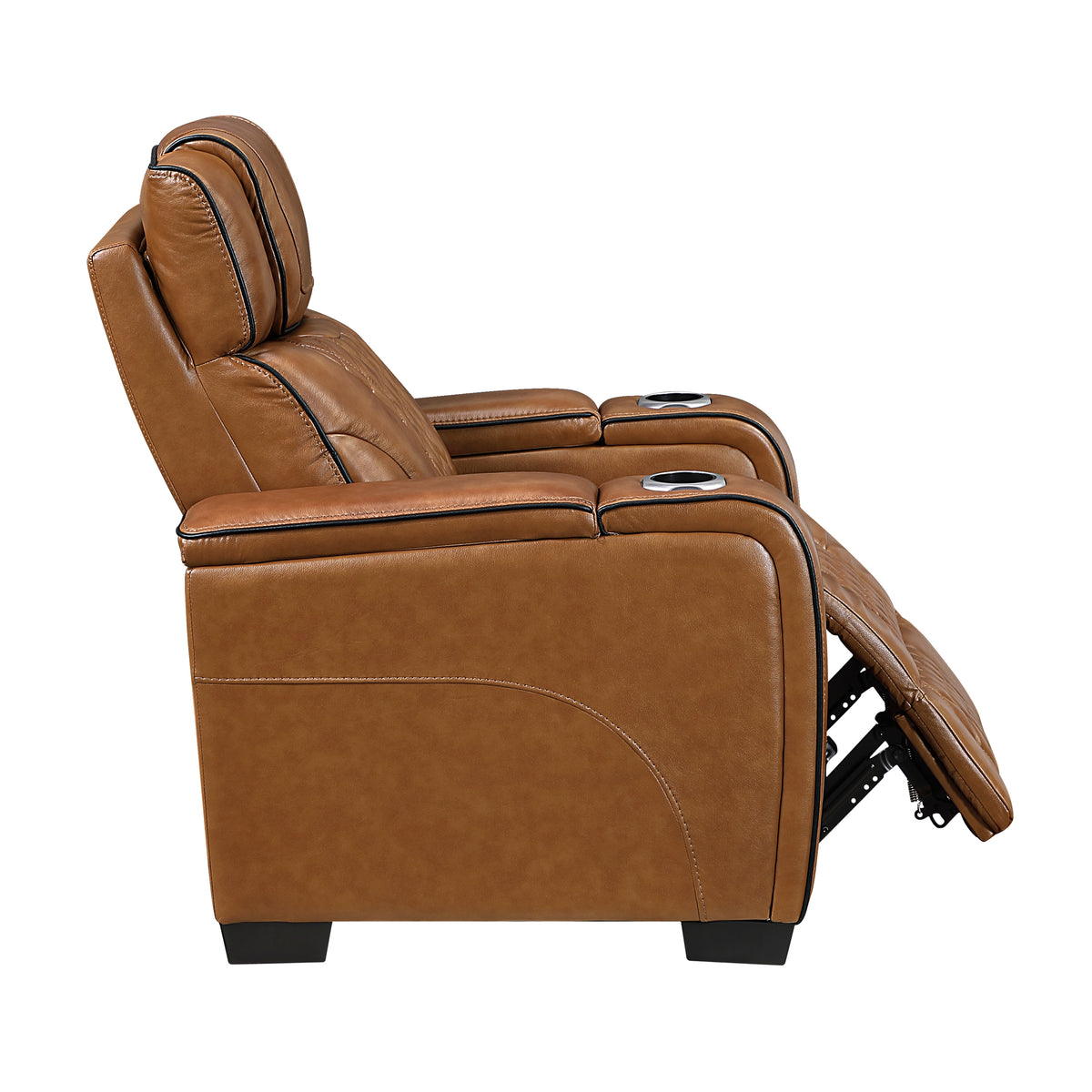 Apex Black Leather Power Double Reclining Loveseat