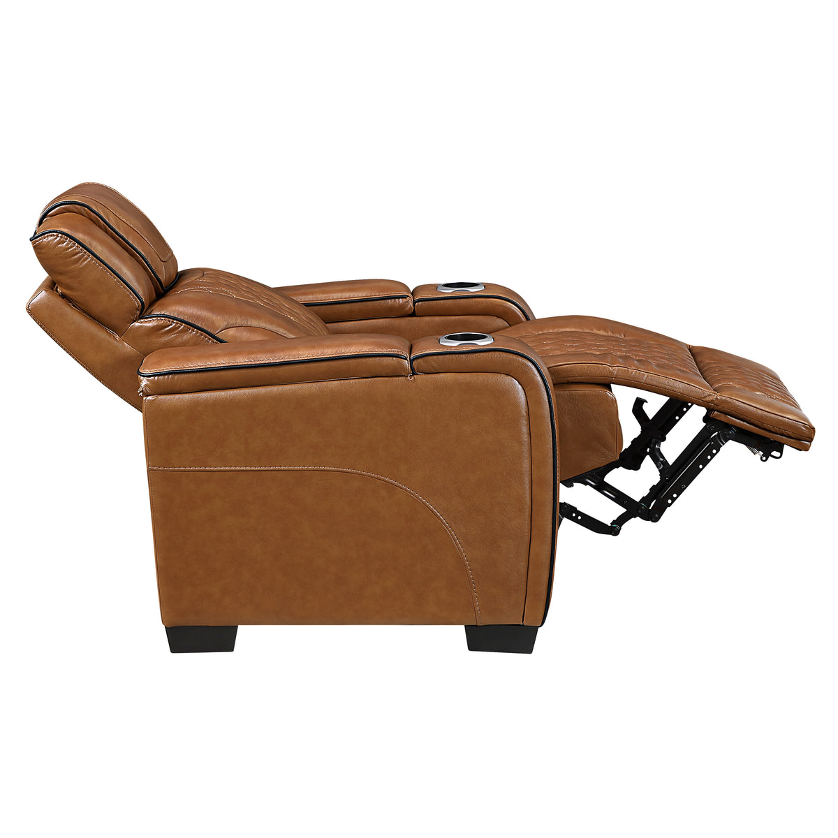 Apex Black Leather Power Double Reclining Loveseat