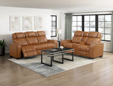 Apex Brown Leather Power Double Reclining Loveseat from Homelegance - Luna Furniture
