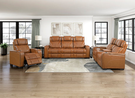 Apex Brown Leather Power Double Reclining Loveseat from Homelegance - Luna Furniture