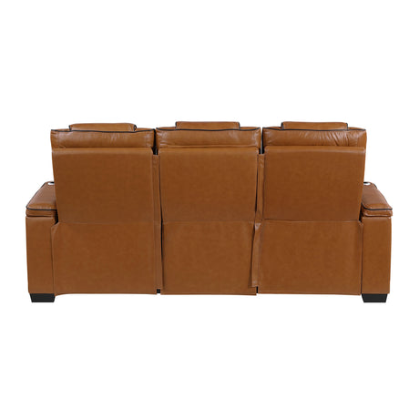Apex Brown Leather Power Double Reclining Loveseat from Homelegance - Luna Furniture