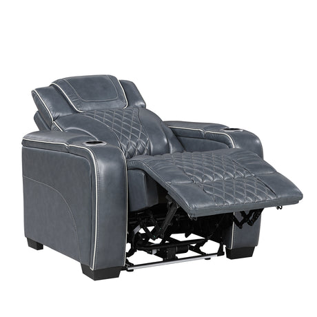 Apex Blue 2-Piece Leather Power Reclining Living Room Sets from Homelegance - Luna Furniture