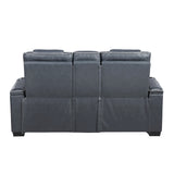 Apex Blue Leather Power Double Reclining Sofa from Homelegance - Luna Furniture