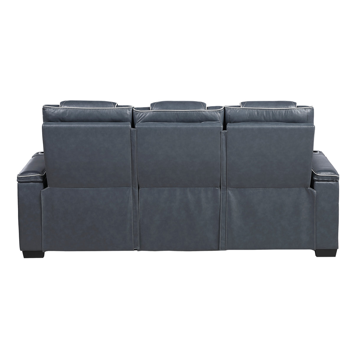 Apex Blue Leather Power Double Reclining Loveseat