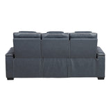 Apex Blue Leather Power Double Reclining Loveseat