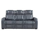 Apex Blue Leather Power Reclining Living Room Set from Homelegance - Luna Furniture