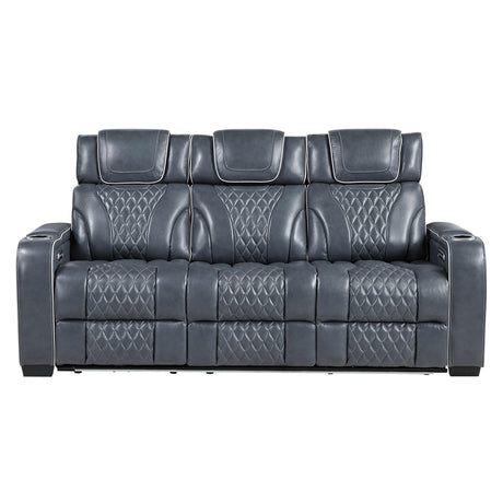 Apex Blue 3-Piece Leather Power Reclining Living Room Sets from Homelegance - Luna Furniture