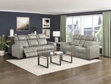 Apex Gray Leather Power Double Reclining Loveseat from Homelegance - Luna Furniture