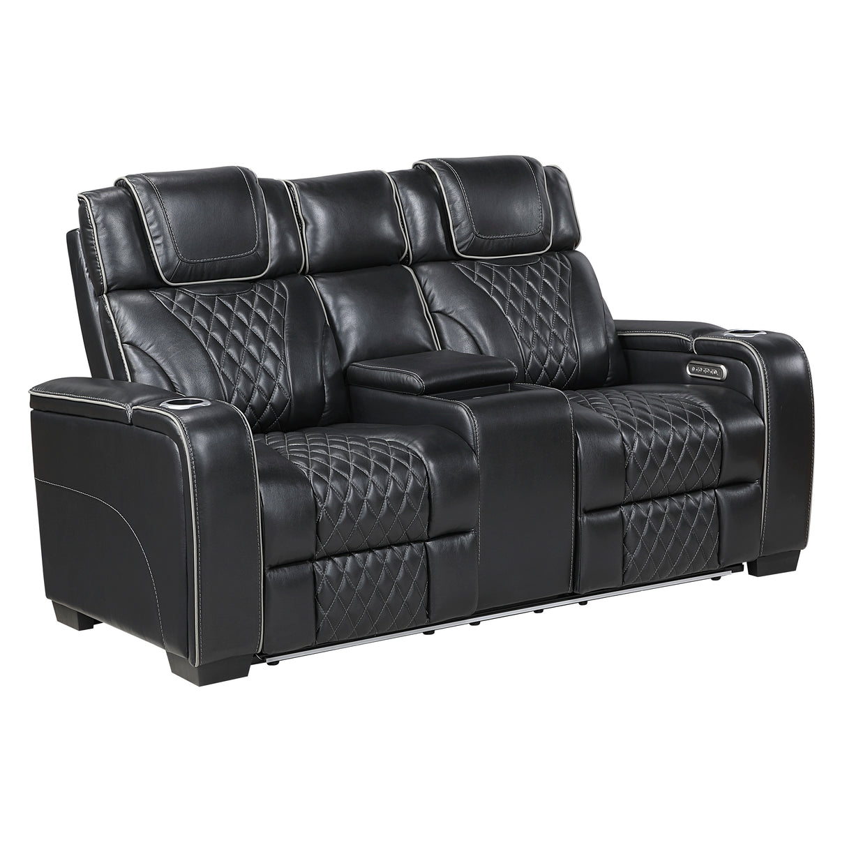 Apex Black Leather Power Reclining Sofa and Loveseat from Homelegance - Luna Furniture