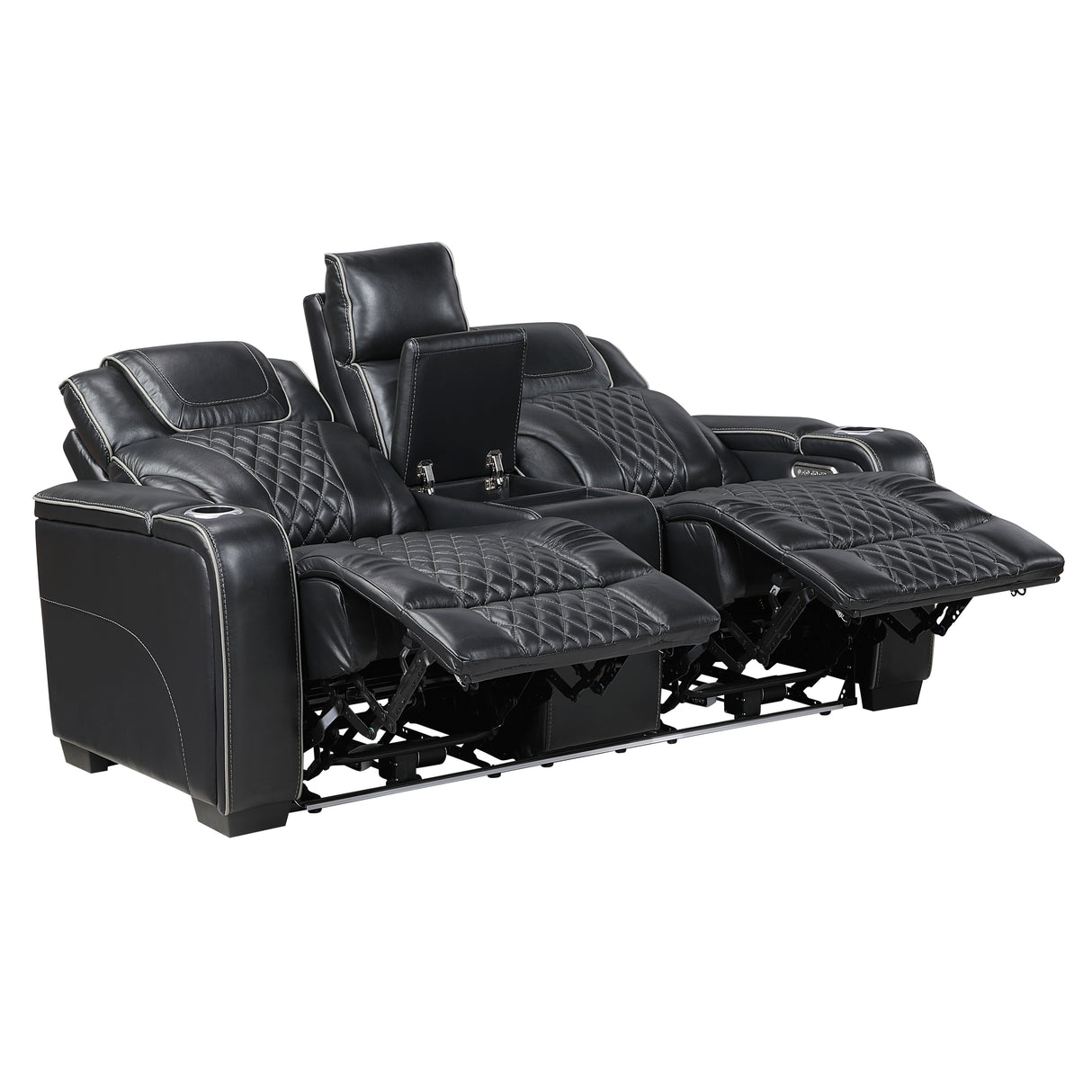 Apex Black Leather Power Reclining Sofa and Loveseat from Homelegance - Luna Furniture