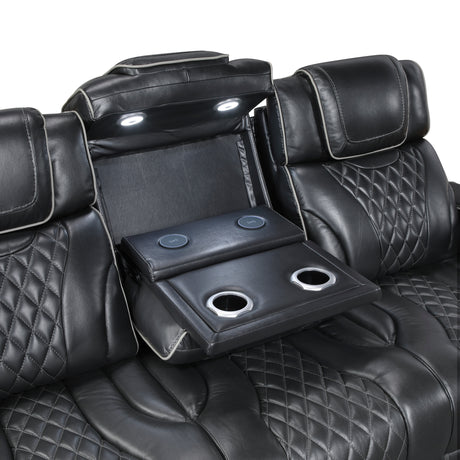 Apex Black 2-Piece Leather Power Reclining Living Room Sets from Homelegance - Luna Furniture
