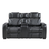 Apex Black Leather Power Double Reclining Loveseat from Homelegance - Luna Furniture