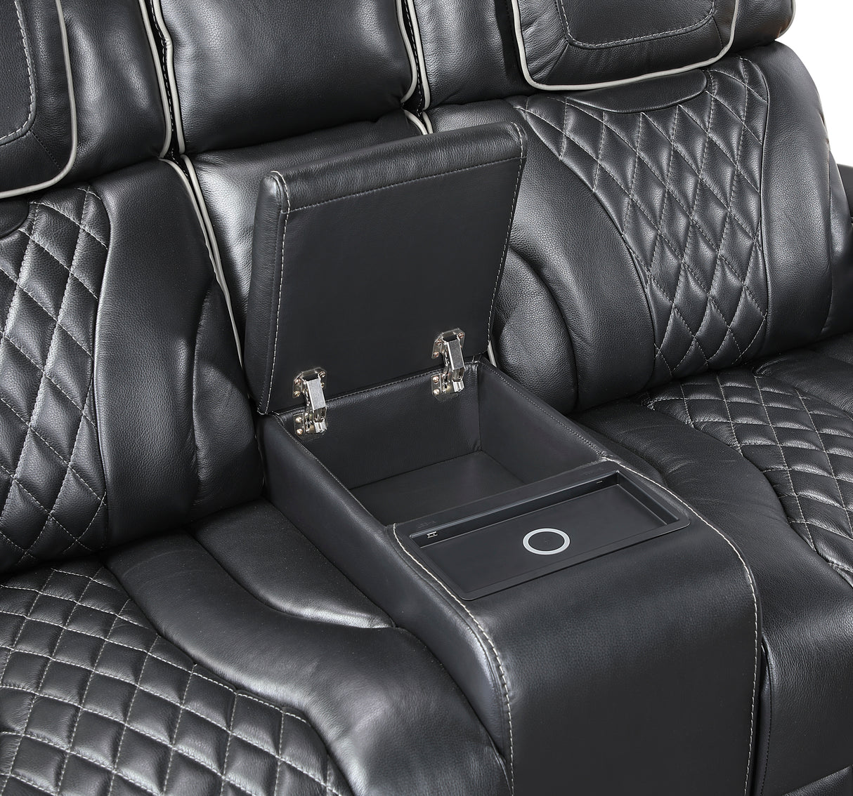 Apex Black Leather Power Double Reclining Loveseat from Homelegance - Luna Furniture