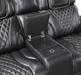 Apex Black Leather Power Double Reclining Loveseat from Homelegance - Luna Furniture