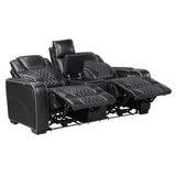 Apex Black Leather Power Double Reclining Loveseat from Homelegance - Luna Furniture