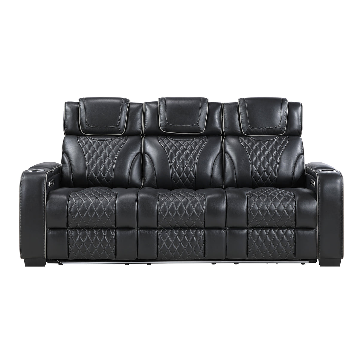 Apex Black Leather Power Double Reclining Sofa from Homelegance - Luna Furniture