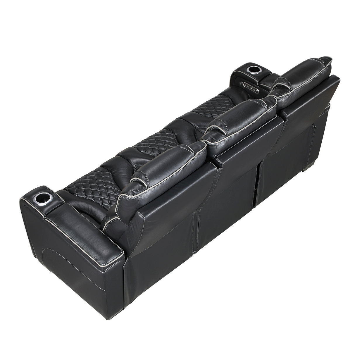 Apex Black Leather Power Double Reclining Sofa from Homelegance - Luna Furniture