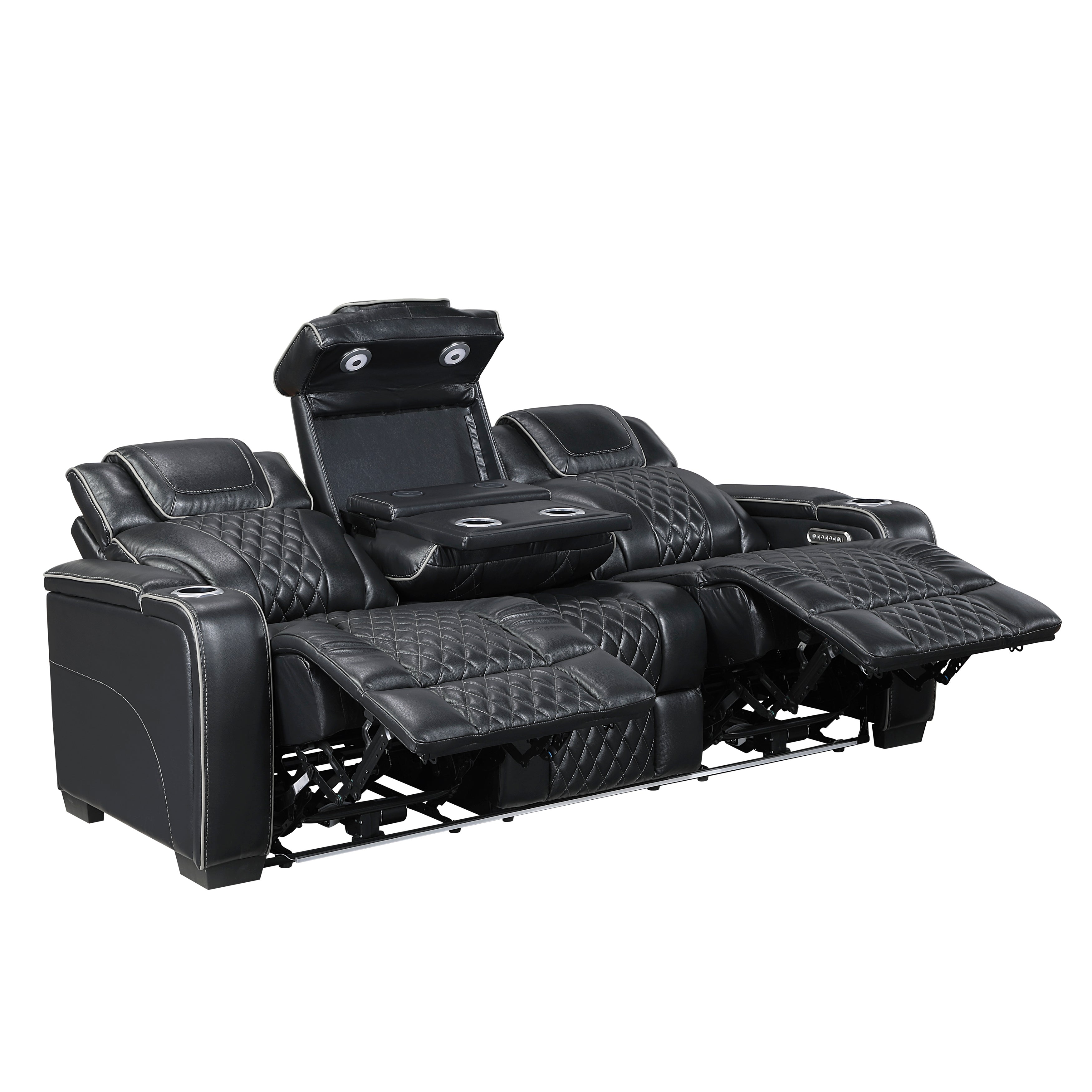 Homelegance Apex Black 3-Piece Leather Power Reclining Living Room