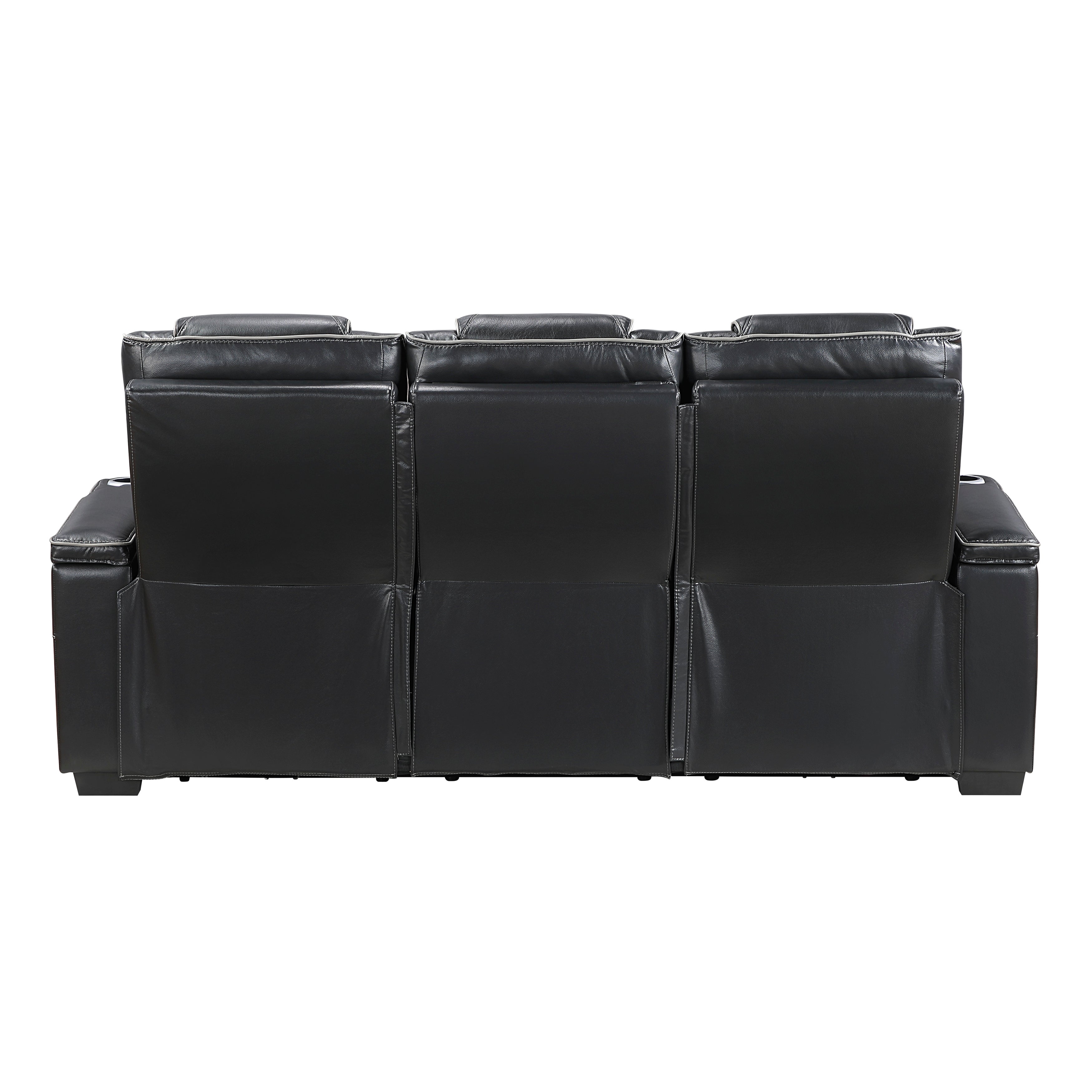 Apex Black 3-Piece Leather Power Reclining Living Room Sets – Luna