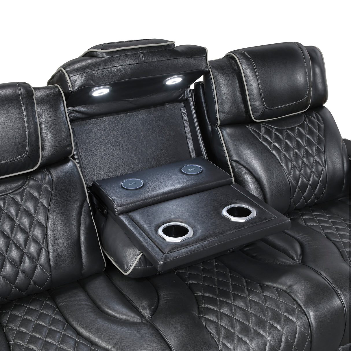 Apex Black Leather Power Double Reclining Sofa from Homelegance - Luna Furniture
